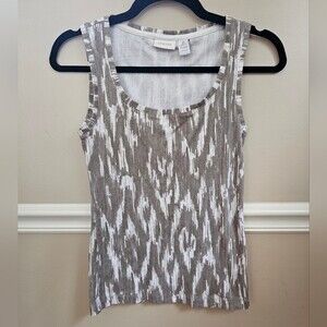 Chico's Tivona Tan and White Tank Size 0/S